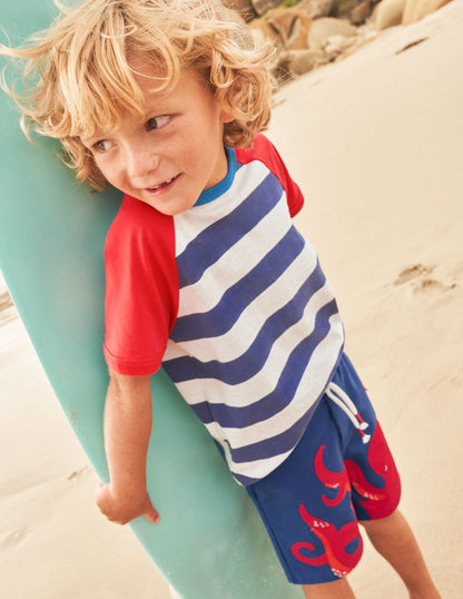 Appliqué Sweatshorts-Starboard Blue Octopus