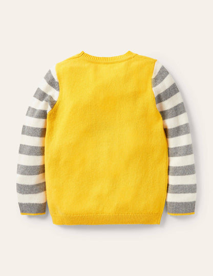 Animal Crew Neck Sweater-Sweetcorn Yellow Alpaca