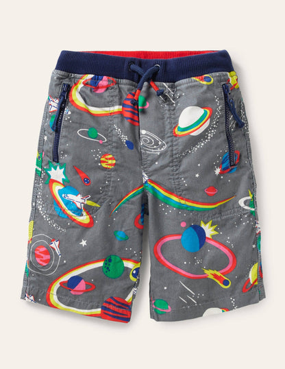 Adventure Shorts-Cobble Grey Rainbow Space