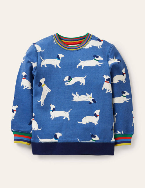 Appliqué Scene Sweatshirt-Venice Blue Sausage Dogs