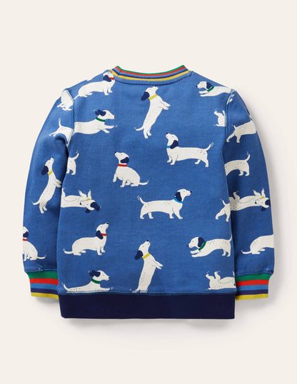 Appliqué Scene Sweatshirt-Venice Blue Sausage Dogs