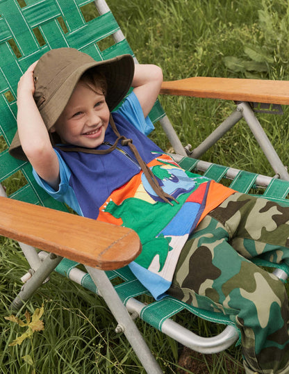 Adventure Zip T-shirt-Aqua Blue Camping Crocodile