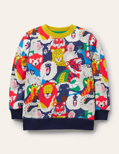 Appliqué Scene Sweatshirt-Multi Bonkers Jungle