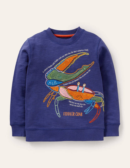 Appliqué Crab Sweatshirt-Starboard Blue