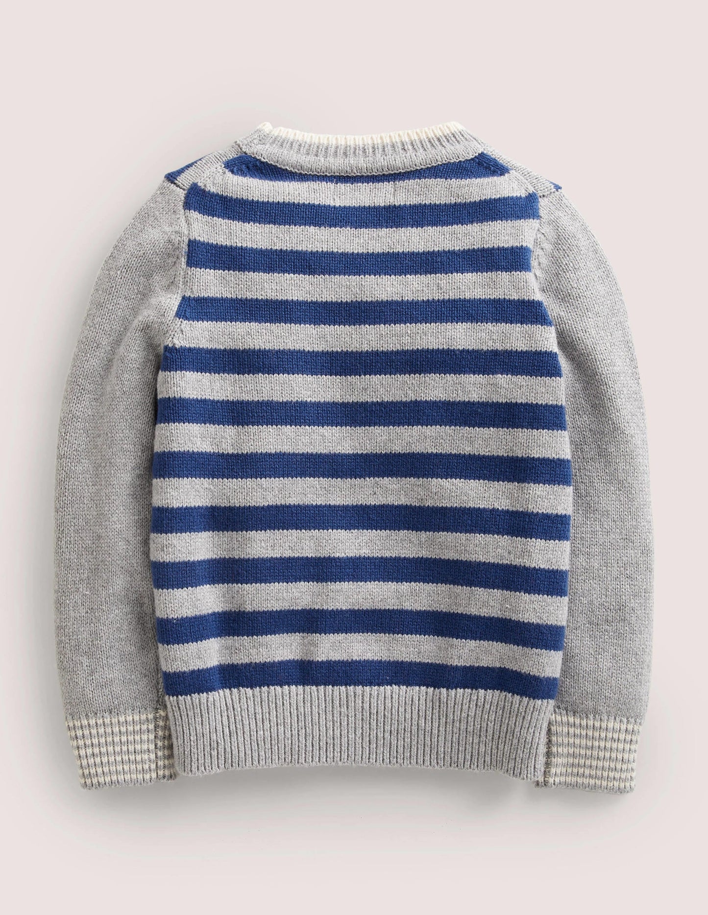 3D Polar Bear Sweater-Navy/Grey Stripe Polar Bear
