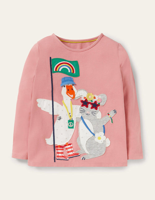 Animal Appliqué T-shirt-Formica Pink Animals