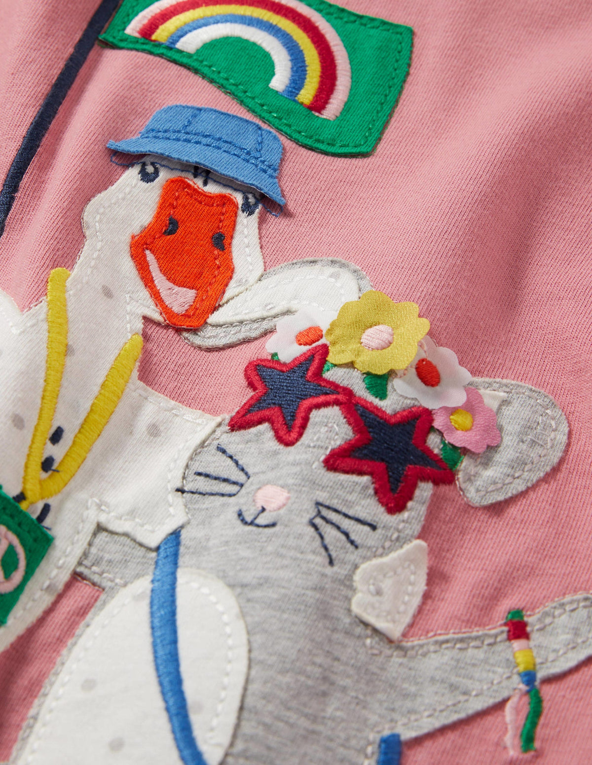 Animal Appliqué T-shirt-Formica Pink Animals