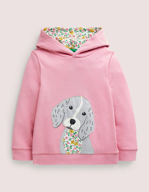 Appliqué Hoodie-Formica Pink Puppy