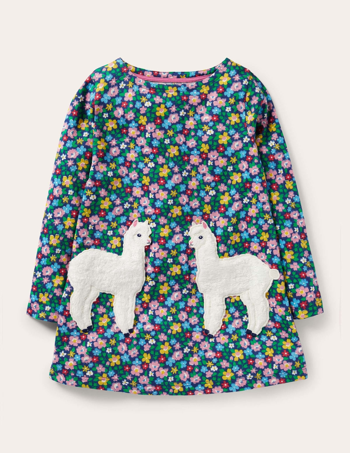 Appliqué Pocket Tunic-Starboard Blue Floral Alpaca
