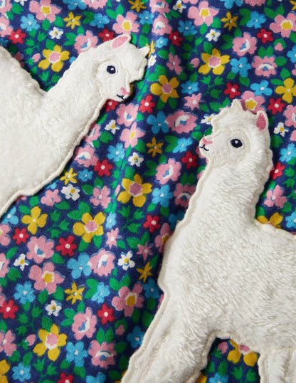 Appliqué Pocket Tunic-Starboard Blue Floral Alpaca