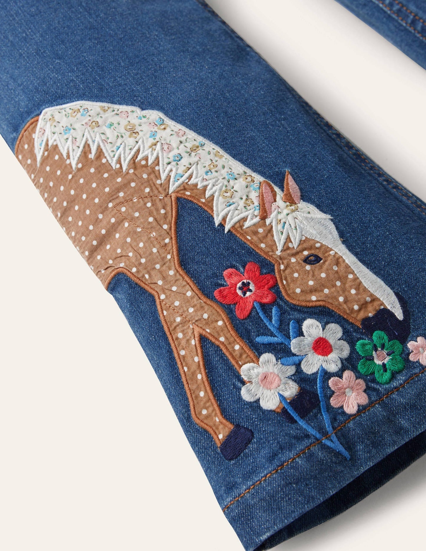 Appliqué Animal Jeans-Mid Vintage Animals