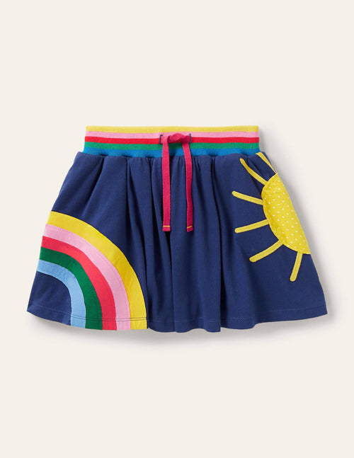 Applique Jersey Skort-Starboard Blue Weather