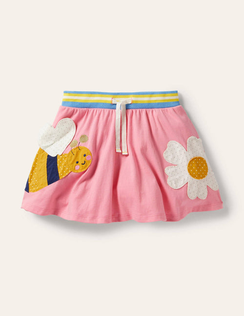 Applique Jersey Skort-Pink Lemonade Bee