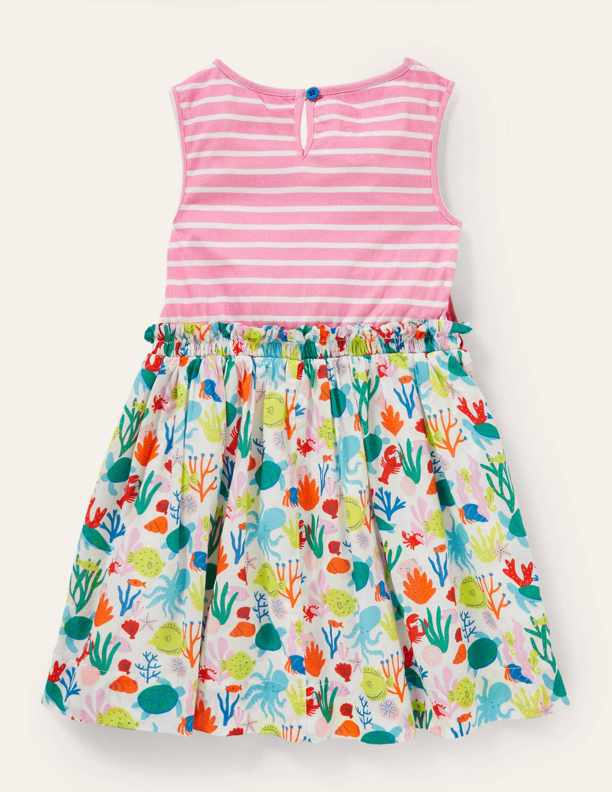 Appliqué Woven Mix Dress-Boto Pink/Ivory Crab