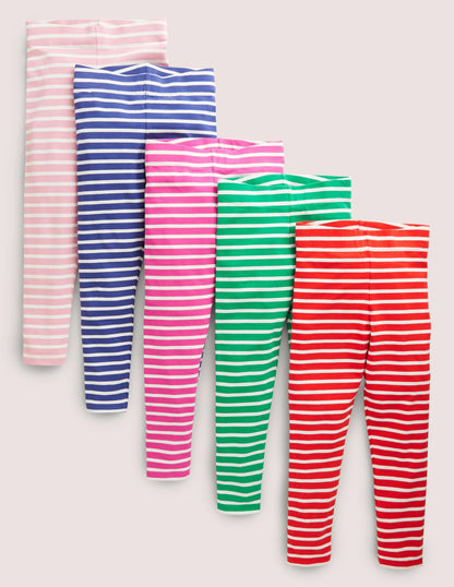 5-Pack Multi-Colored Stripe Leggings-Multi Stripe