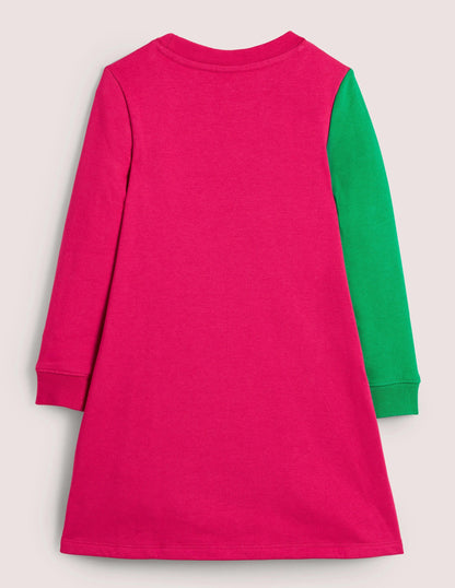 Appliqué Sweatshirt Dress-Candy Cane Pink Dragons