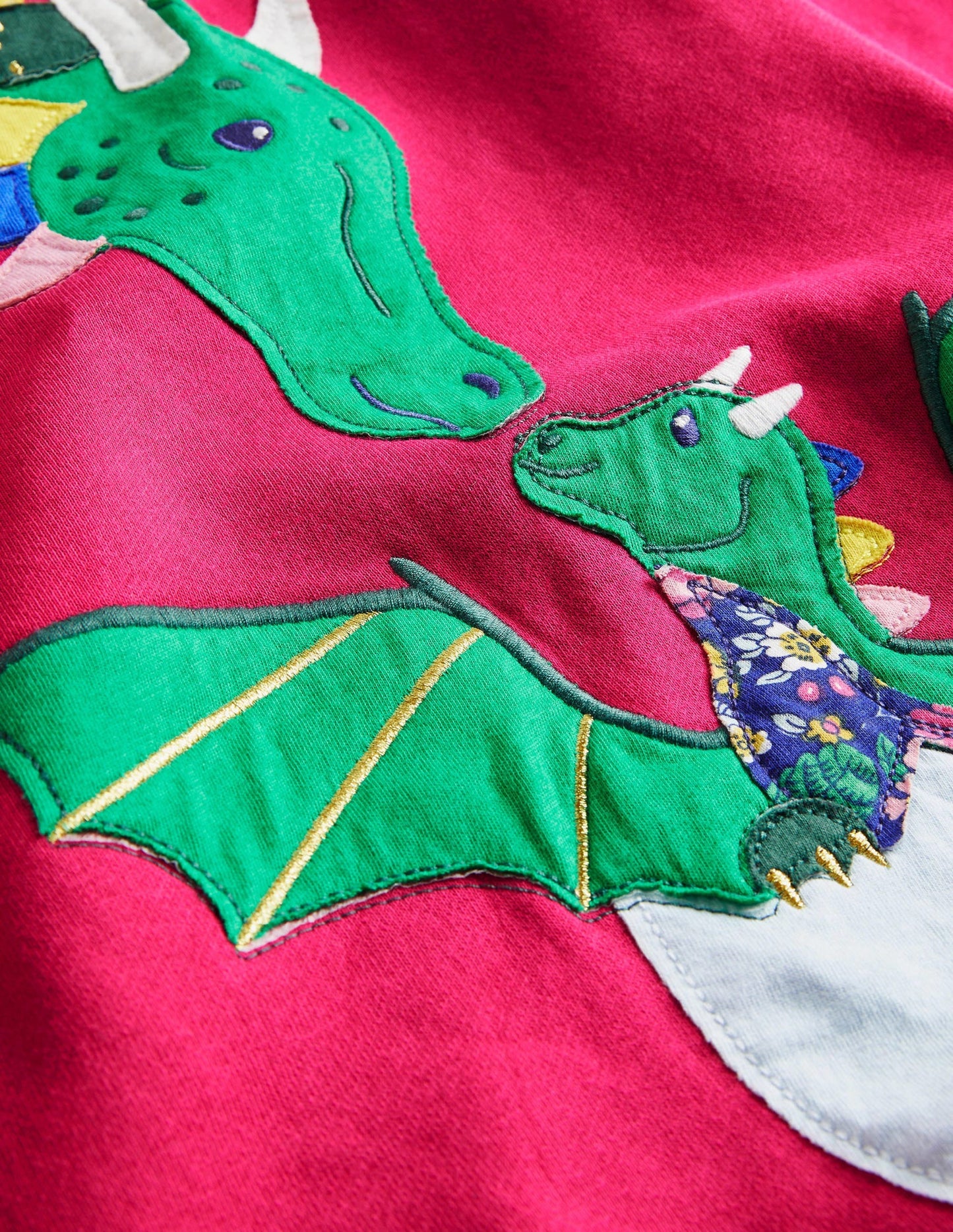 Appliqué Sweatshirt Dress-Candy Cane Pink Dragons