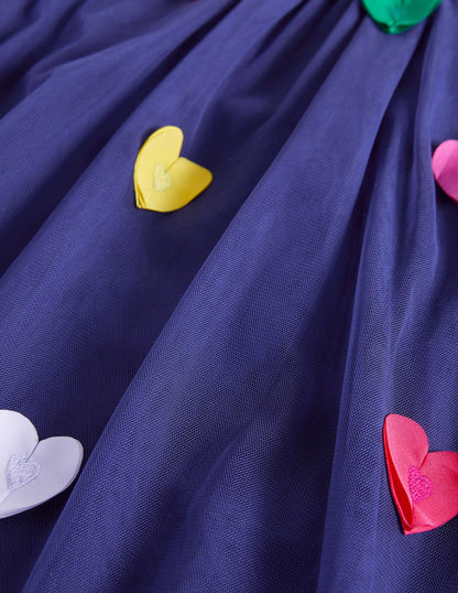 Appliqué Tulle Top-Starboard Blue Flutter Hearts