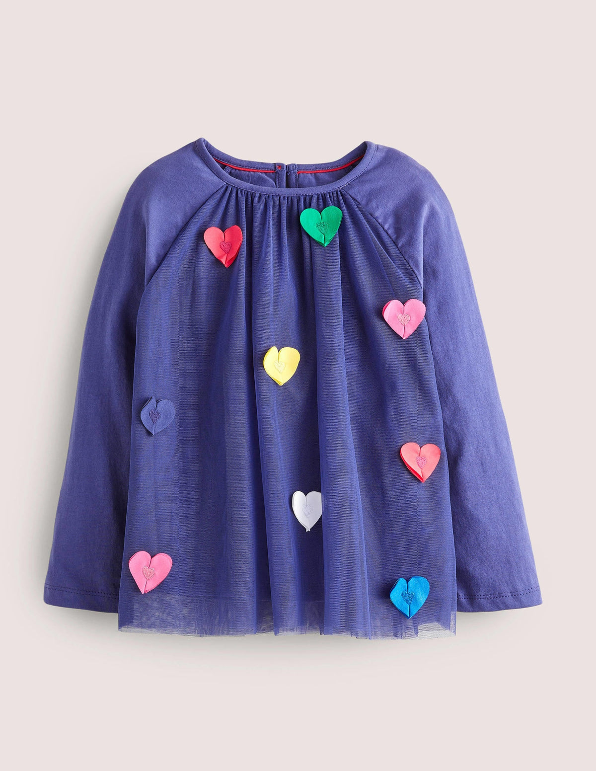 Appliqué Tulle Top-Starboard Blue Flutter Hearts