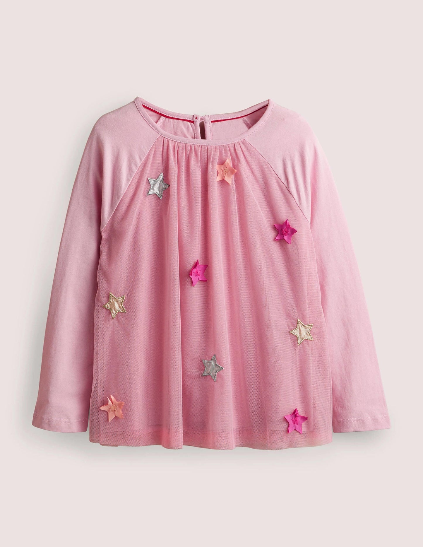 Appliqué Tulle Top-Cameo Pink Flutter Stars