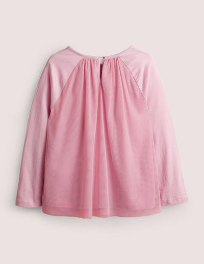 Appliqué Tulle Top-Cameo Pink Flutter Stars