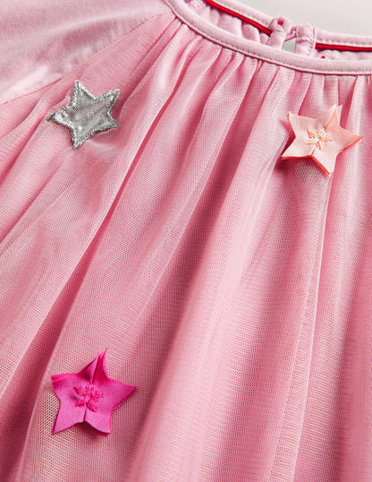 Appliqué Tulle Top-Cameo Pink Flutter Stars