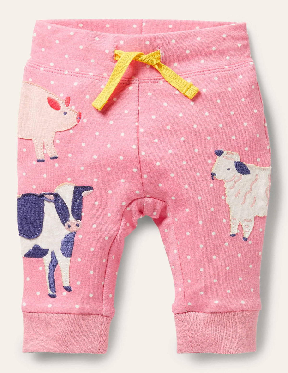 Appliqué Jersey Pants-Bright Petal Pin Spot Animals