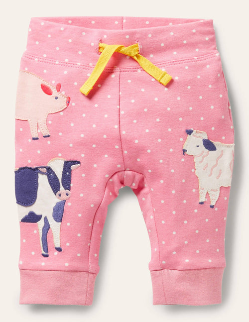 Appliqué Jersey Pants-Bright Petal Pin Spot Animals