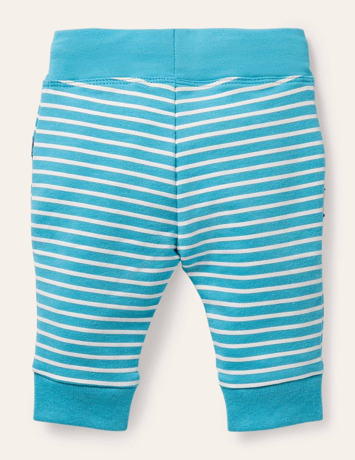 Appliqué Jersey Bottoms-Ivory/Aqua Puffins