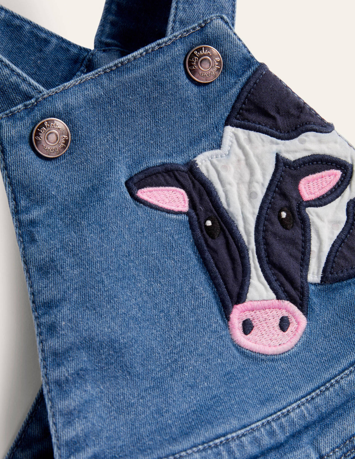 Appliqué Denim Overalls-Chambray Farm Animals