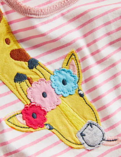 Appliqué Jersey Romper-Rainbow Animals
