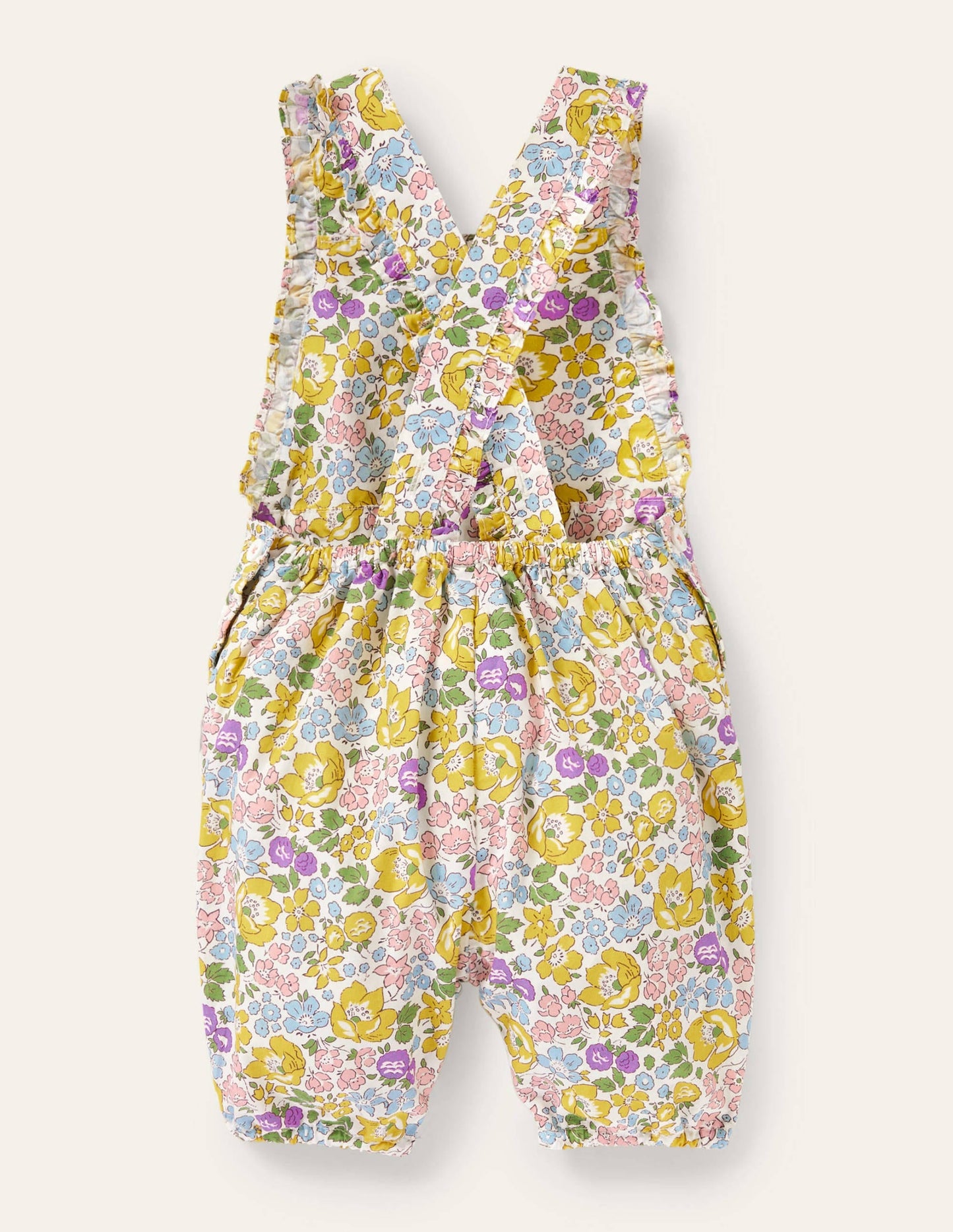 Appliqué Overalls-Cool Violet Floral Bunnies