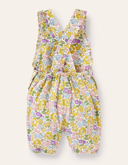 Appliqué Overalls-Cool Violet Floral Bunnies