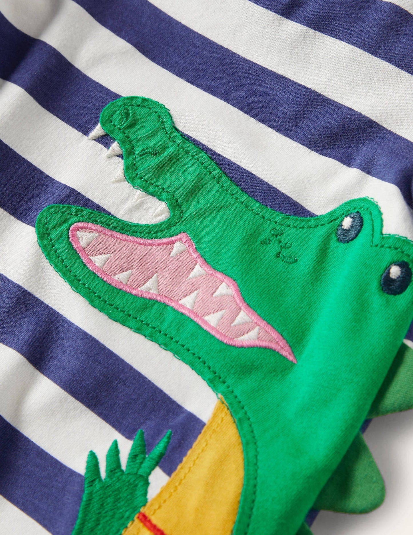 Appliqué Romper-Starboard/Ivory Crocodiles