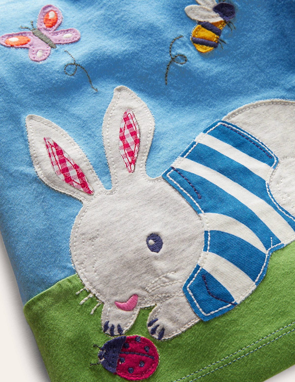 Appliqué Jersey T-shirt-Bright Bluebell Bunny