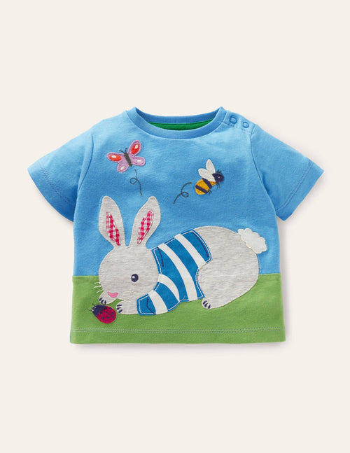 Appliqué Jersey T-shirt-Bright Bluebell Bunny