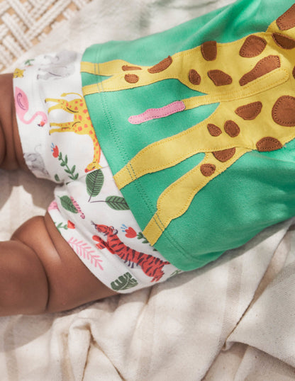 Appliqué Shorts Playset-Green Giraffe