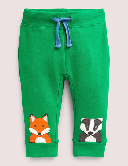 Appliqué Jersey Bottoms-Highland Green Animals