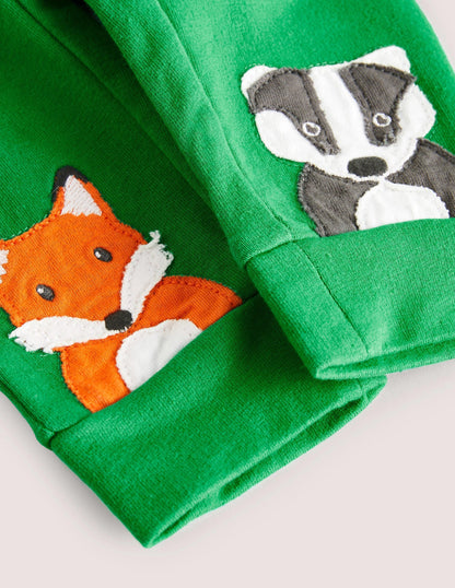 Appliqué Jersey Bottoms-Highland Green Animals
