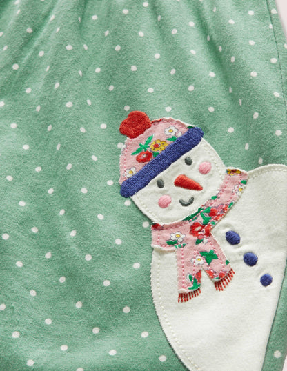 Appliqué Dress and Legging Set-Green Festive Friends