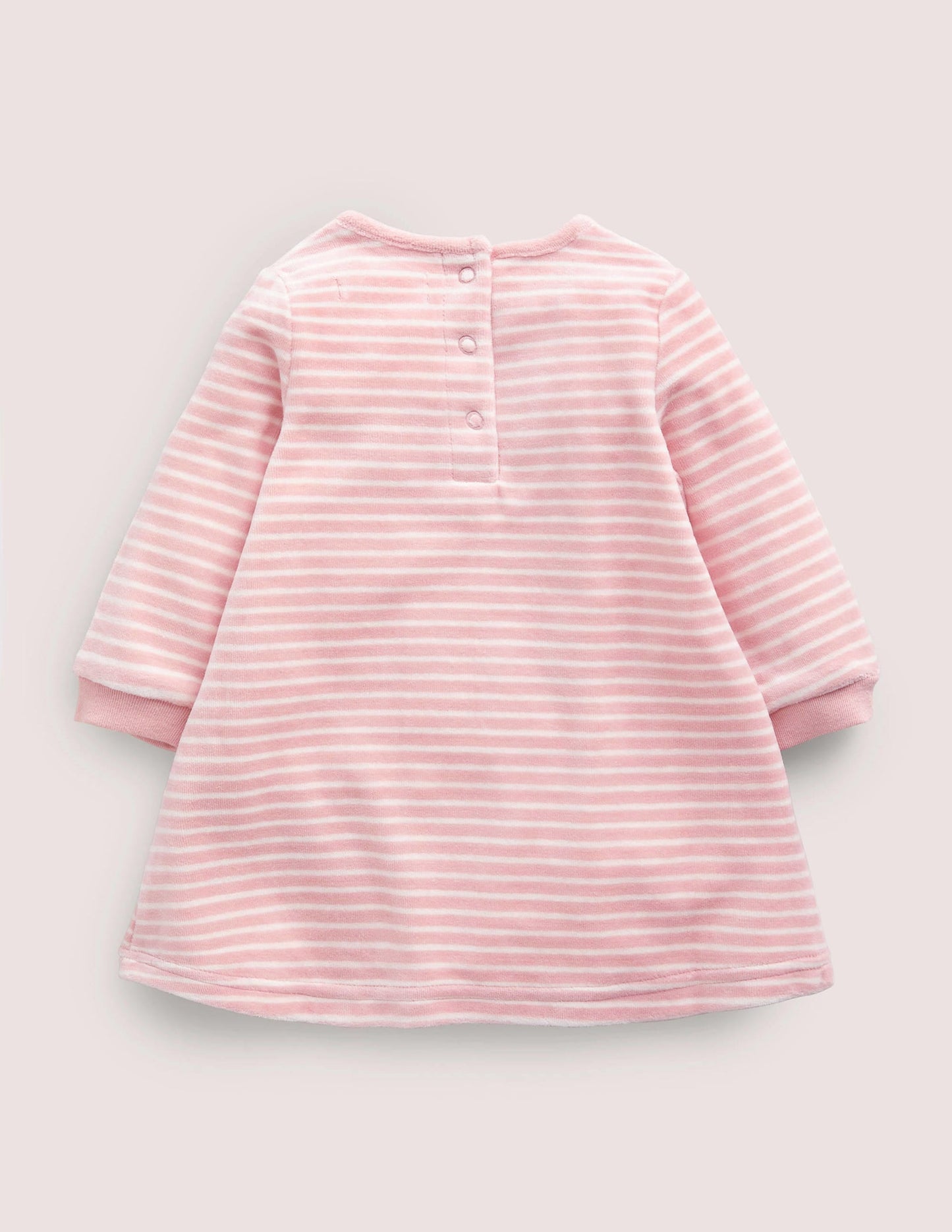 Appliqué Velour Dress-Boto Pink/Ivory Bunny