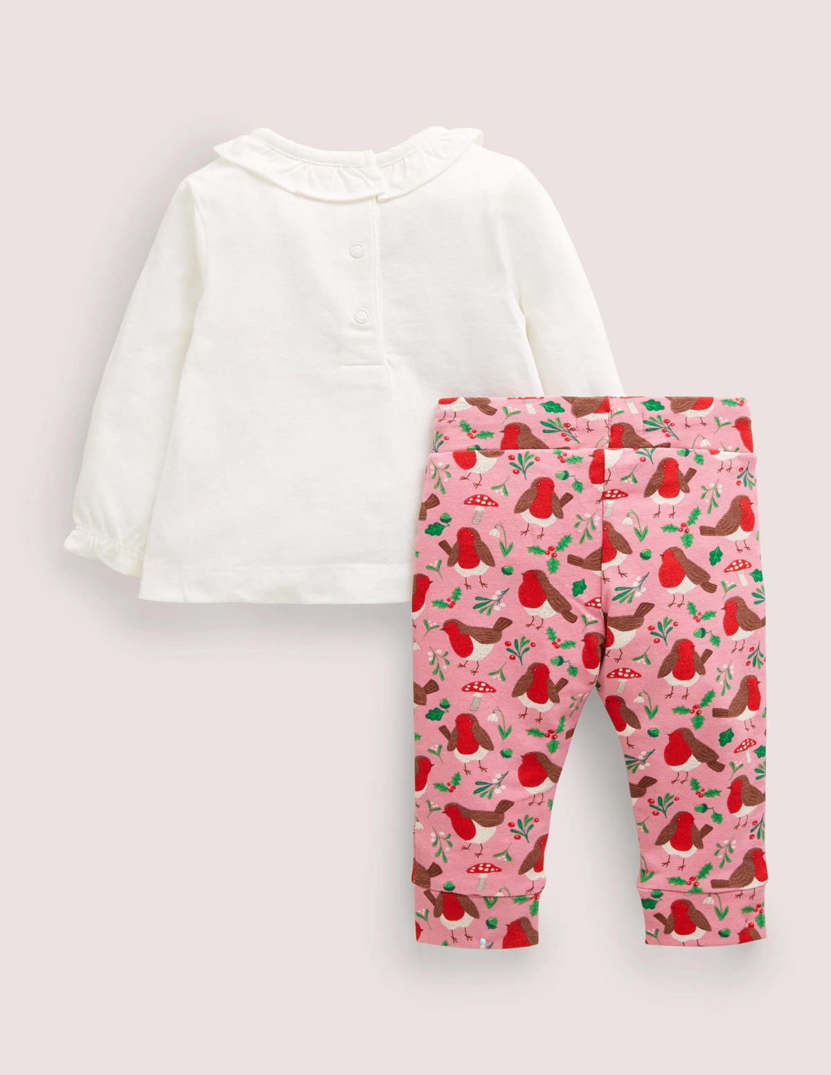 Appliqué Top & Leggings Set-Boto Pink Robins