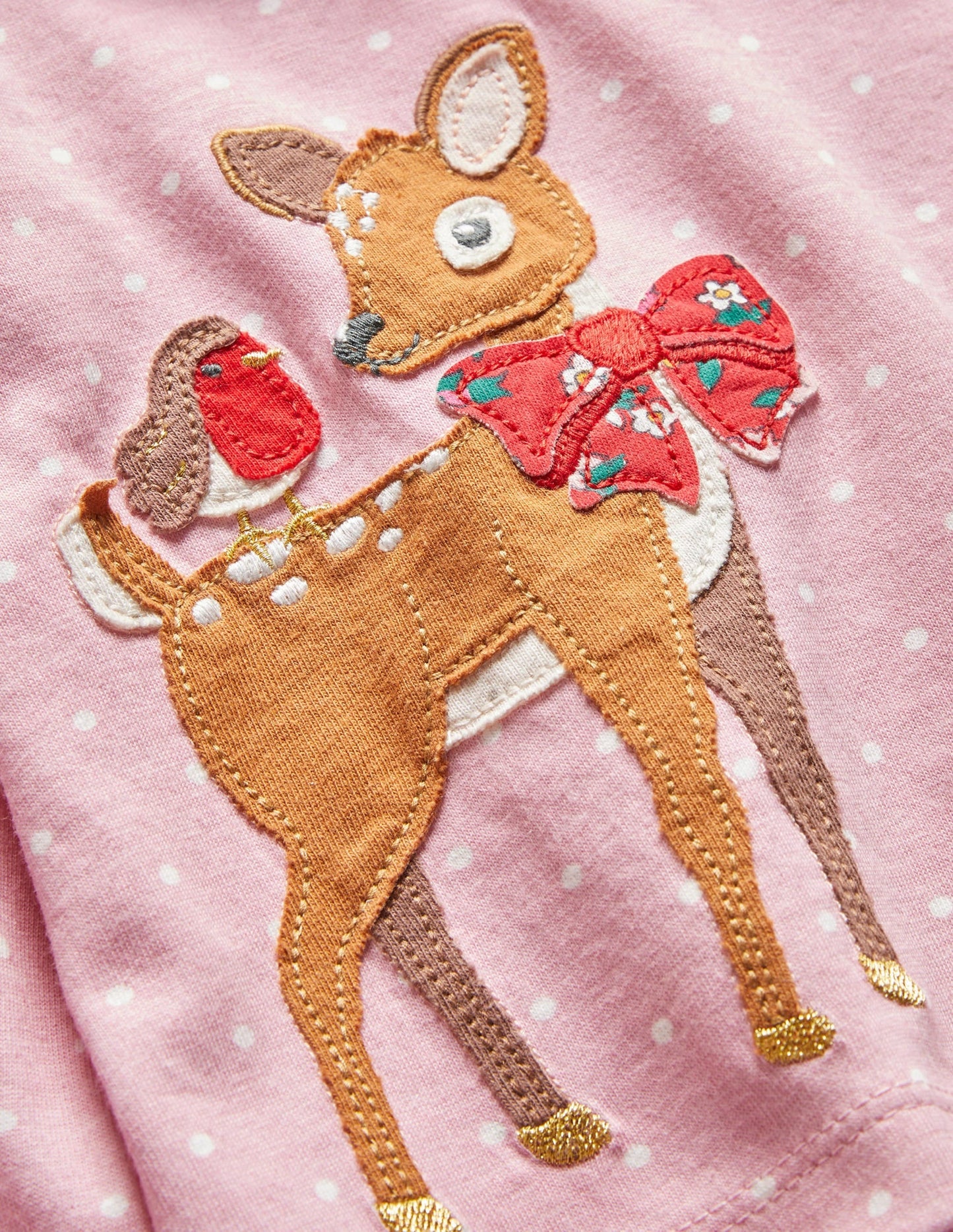 Appliqué Graphic T-Shirt-Cameo Pink Spot Deer