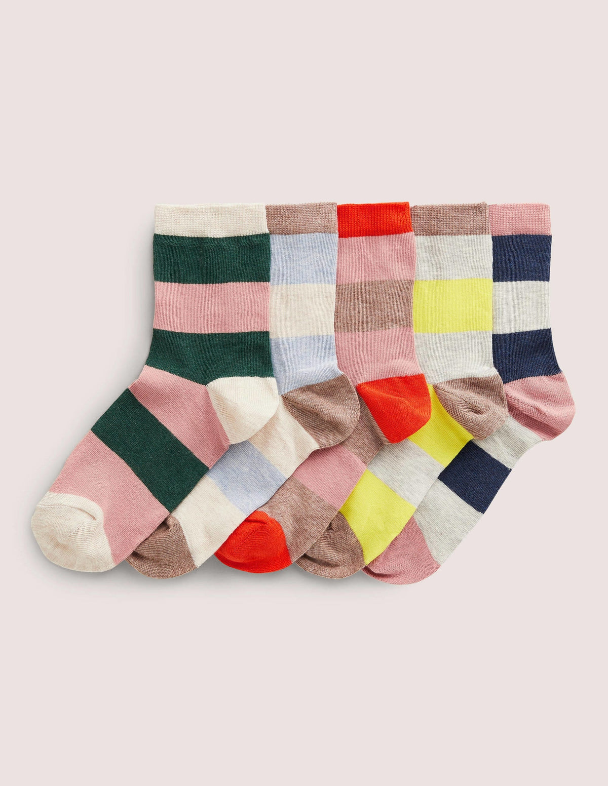 5 Pack Ankle Socks-Multi Stripe