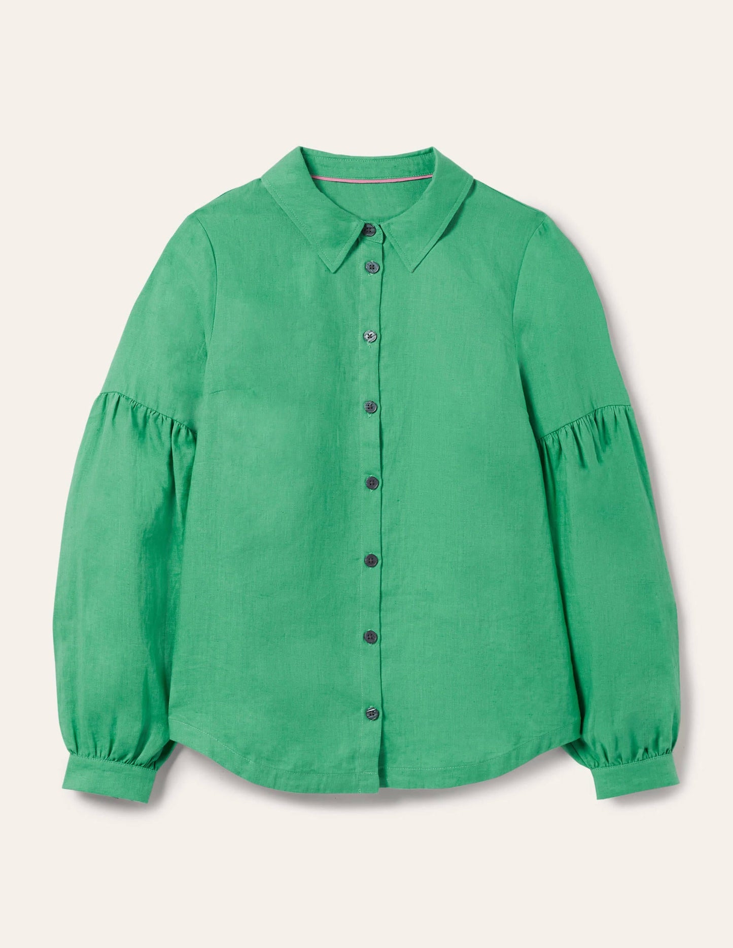 Anna Blouson Linen Shirt-Green Lagoon