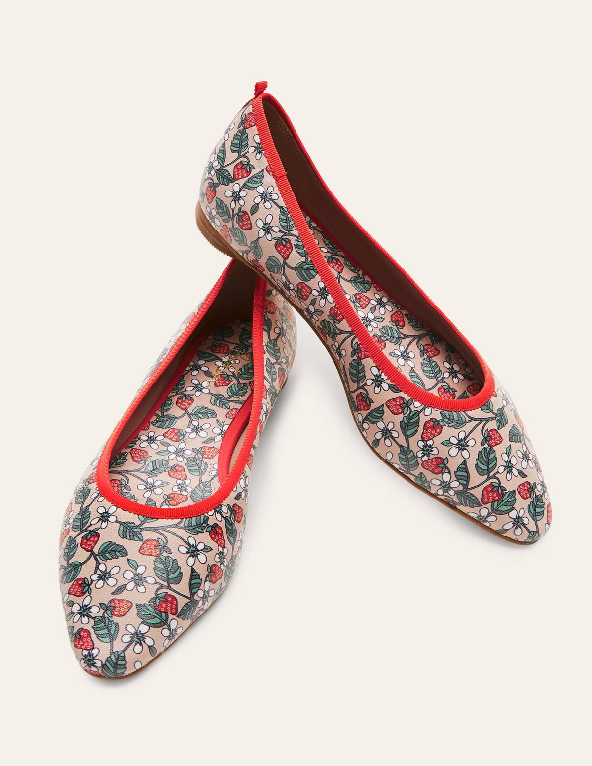 Almond Toe Ballerinas-Milkshake, Flora Berry