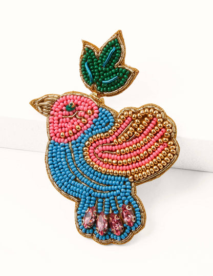 Beaded Earrings-Bird