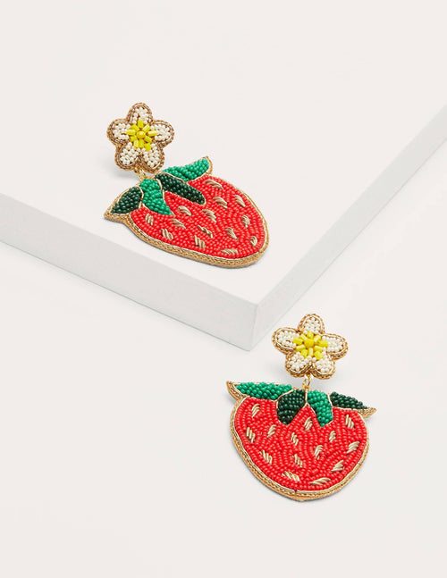 Beaded Earrings-Strawberries