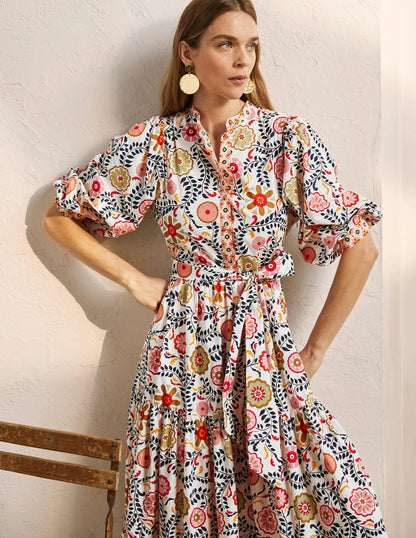 Ava Tiered Maxi Dress-Ivory, Opulent Garden