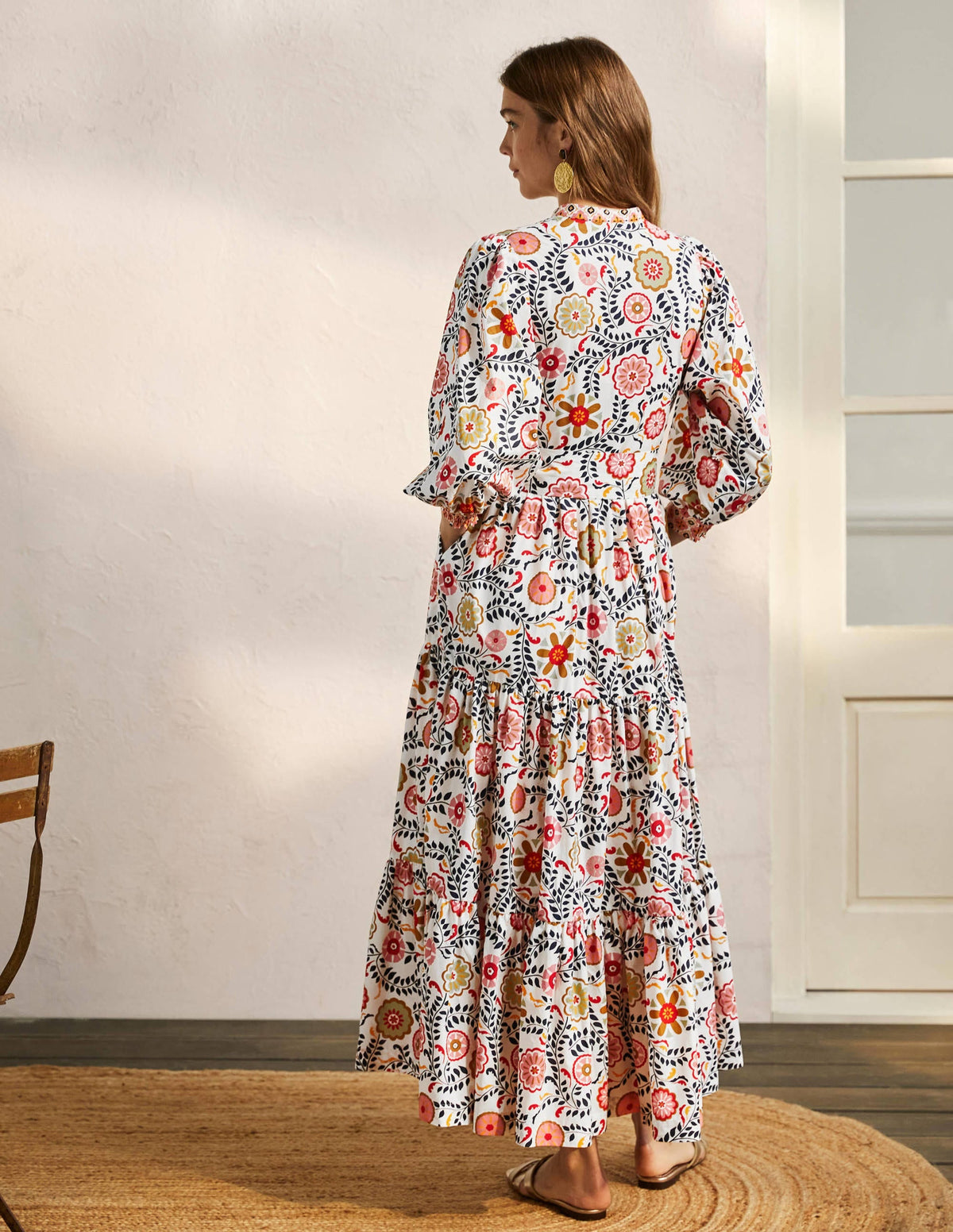 Ava Tiered Maxi Dress-Ivory, Opulent Garden